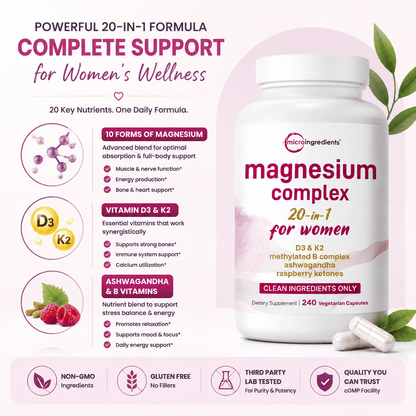 Micro Ingredients Magnesium Complex 20-in-1 for Women, 240 Vegetarian Capsules